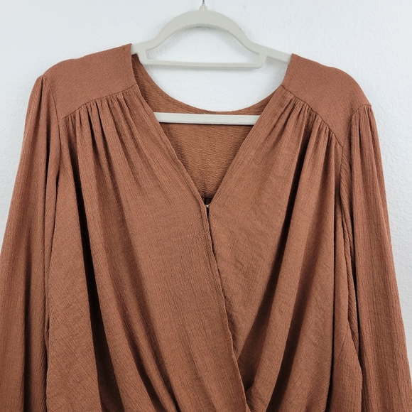 Free People Brown Long Sleeve Textured Top - Picture 3 of 12